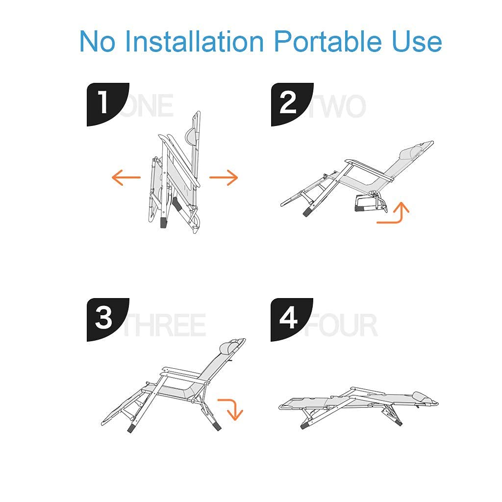 Sedia per il tempo libero per la casa Sedia pieghevole da giardino Reclinabile Lettino da sole Sedia reclinabile pieghevole per spiaggia Patio Giardino Campeggio all'aperto con poggiatesta needed
