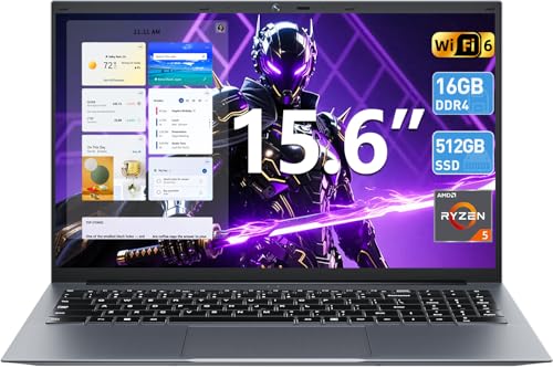 SGIN Ordenador portátil de 15,6 pulgadas, 16 GB de RAM, 512 GB SSD Quad-Core (hasta 3,6 GHz), batería 1920 x 1080 IPS FHD 5500 mAh, WiFi 6 BT5.2, función completa de visualización de 180°, HDMI, tipo