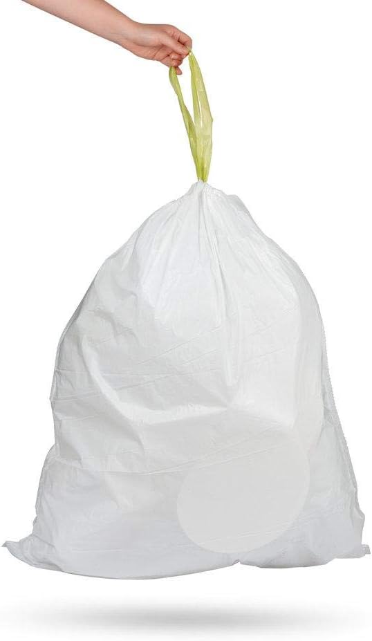 Large White Drawstring Kitchen Trash Bags, 21 Gallon, 45 Count