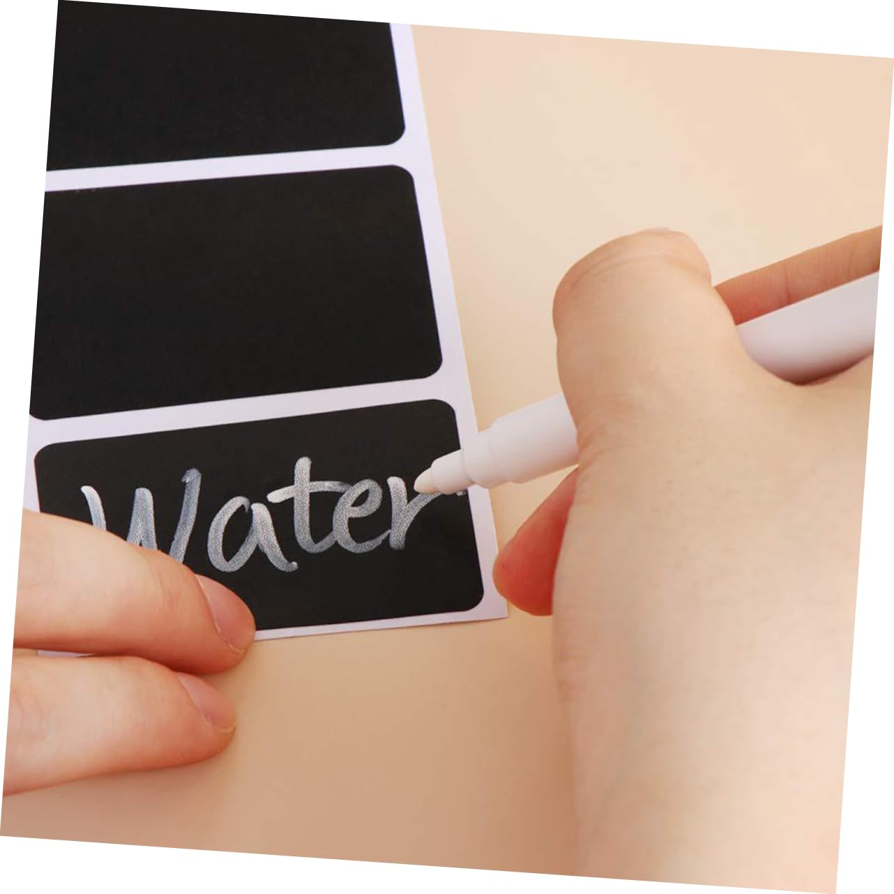 STOBOK 300stücke Selbstklebende Schwarze Tafelaufkleber Mit Ablösbarem Design Und Kreide-stift Für Küche Bar Und Büro Für Gewürzbehälter Und