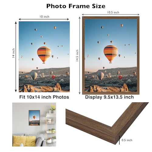 Image of JCJMY 10x14 inch Picture Frame Brown for 30 x 40cm Diamond Art Painting, Horizontal and Vertical Formats for Wall Hanging, 10 x 14 Wall Gallery Poster Photo Frame with Shatter Resistant Plexiglass, Brown