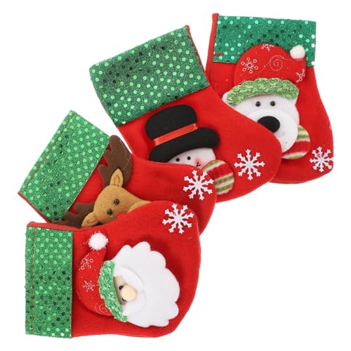 LIFKOME Mini Meias De Natal 4 Peças Meias Penduradas Enfeites Sacos De Presente De Doces Meias De Na