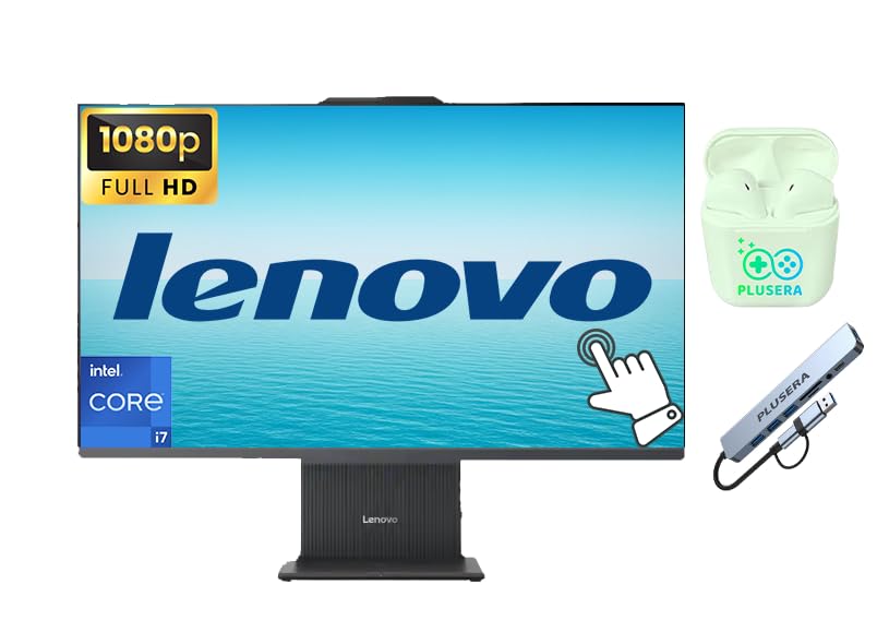 Image of Lenovo IdeaCentre 27 inch FHD Touchscreen All-in-One Desktop Computer, Intel 10-Core i7-13620H Processor, 16GB RAM 1TB Storage (512GB SSD+512GB External), Wireless KB & Mouse, PLUSERA Earphones, Gray