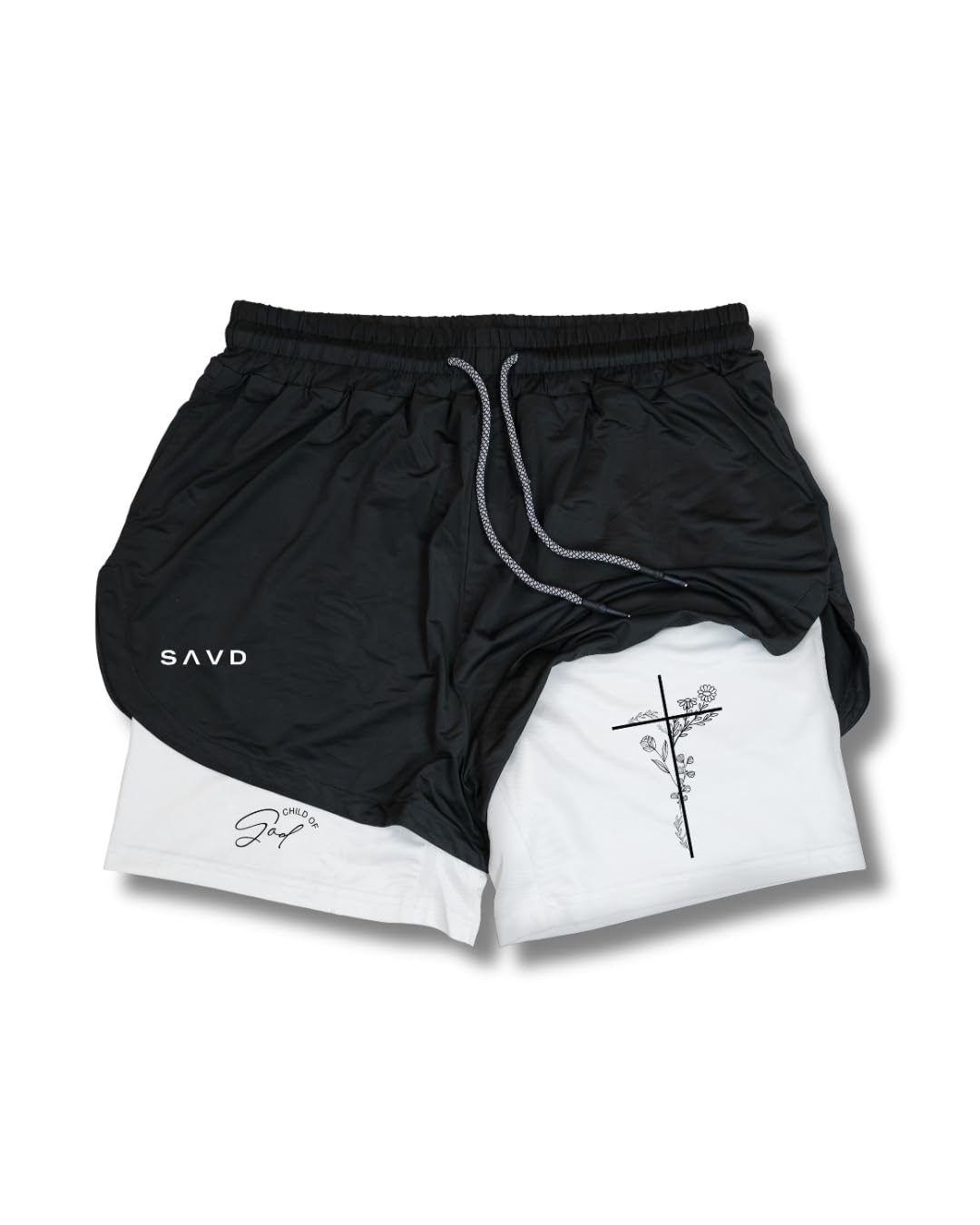 SAVD Christian Performance Shorts - Women's Gym & Sport Shorts with Pockets & Compression Liner, Bible Verse Activewear