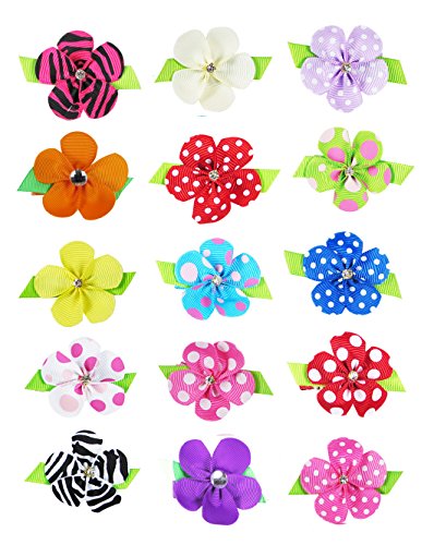 Hair Clips for Women, Hair Clips for Teens-Hipgirl 15pc 1.5" Mini Flower No