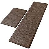 KMAT Kitchen Mat [2 PCS] Cushion Anti Fatigue Comfort Mat, Non Slip Memory Foam Kitchen Mats for Floor, Waterproof Kitchen Rugs Standing Desk Mat Floor Mats for House, Sink, Office (17'x28'+17'x60')