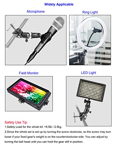 Phocus Super Clamp Mount With 360 Swivel Ball Head With 1/4" Screw And 1/4" To 5/8" Adapter Thread For Flash,Video Light,Ring Light,Lcd Monitor,Smartphone,Microphone #TOP6