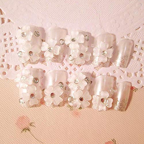 TJJF Neue 24Pcs Fashion Lady Long Design Falsche Nägel Stil 3D Weiße Blume Geschnitzte Gefälschte Nägel Künstlerische… – Bild 5