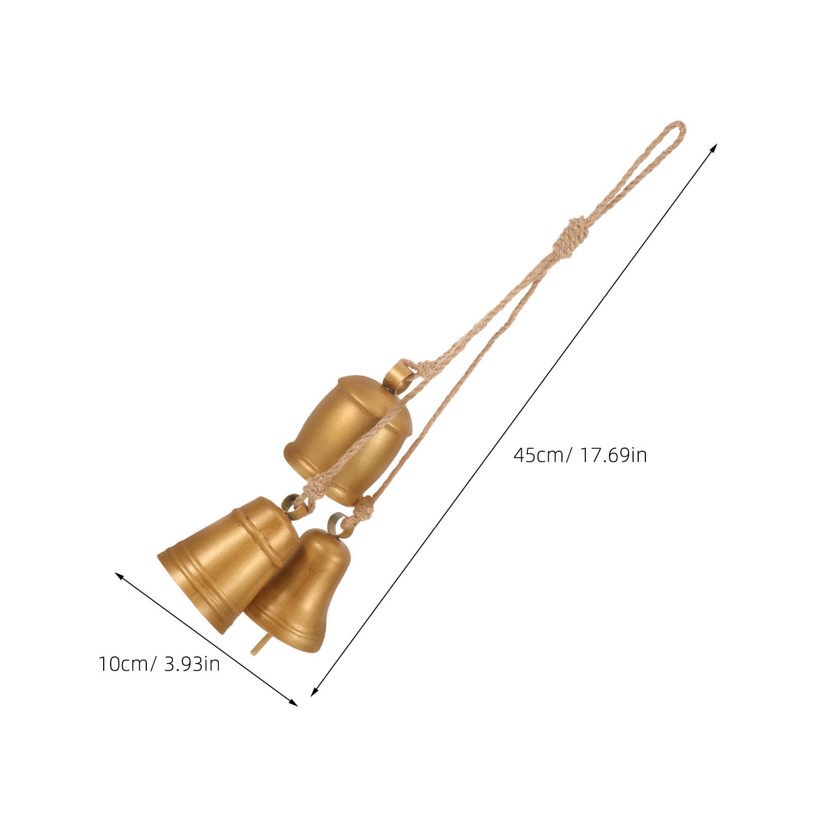 TOYANDONA 4 Piezas Campana Colgante de Hierro Dorado con Cuerda para Puerta
