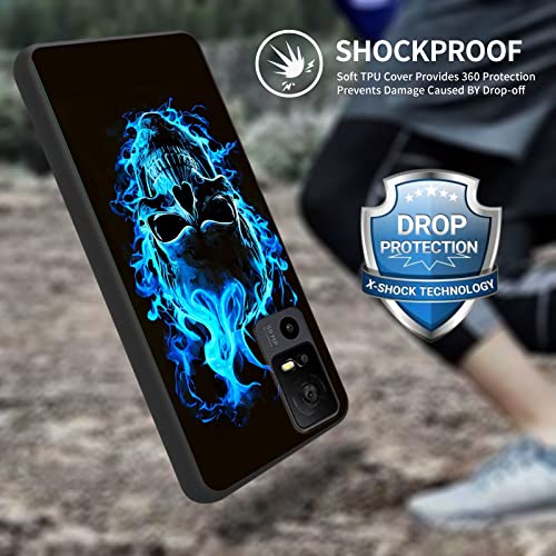 Image of for TCL 40XL Phone Case 6.75 inch, Soft TPU Ultra-Thin TCL 40XL Case for Women Girl, Flexible Anti Scratch Protective Shockproof Cover, Blue Skull