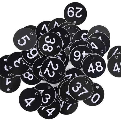 ABS����ԍ��^�O�A ABS Round Beehive Number Tags 1-100 With Hole Multicolor 3.5cm 100 Pcs(Black)
