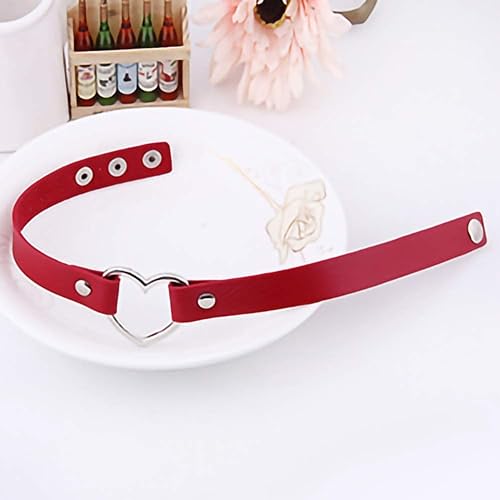 Miniatura 6 de Gargantilla de Cuero con Corazón Collar Punk Gótico de PU Suave para Mujeres Hombres Niñas Ajustable