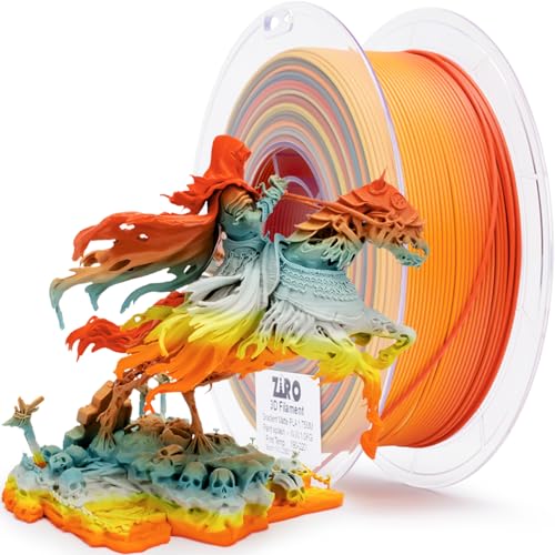 Image of ZIRO 3D Printer Filament PLA, Fast Color Changing Filament (Matte), Color Change by Length PLA, Fit Most FDM 3D Printers, Matte Finish Rainbow Material 1KG / 2.2lbs Spool, Paint Splash