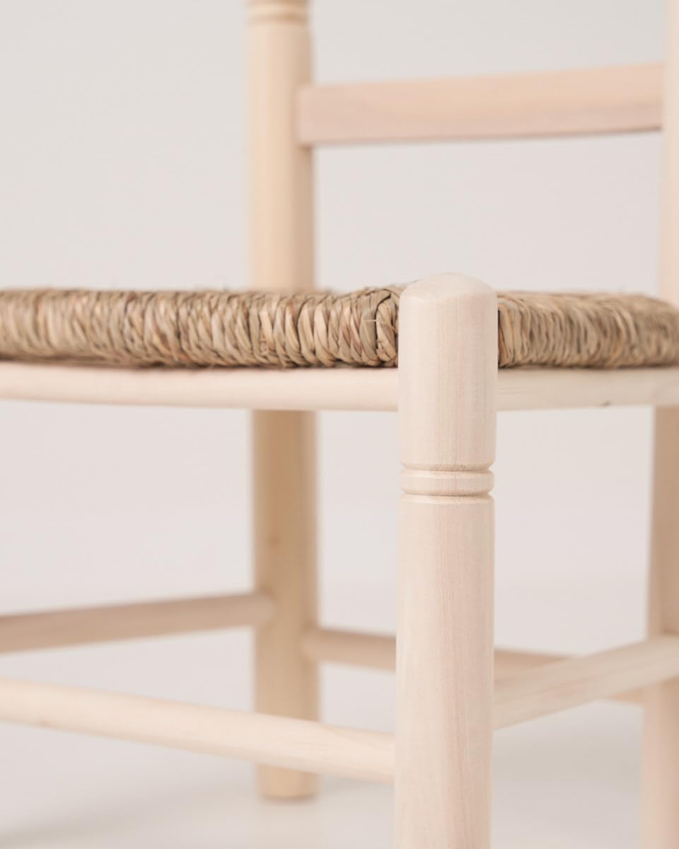 Cesteria Aparici - Silla Infantil de Enea y Madera para Niños (1-8 años). Asiento Trenzado Artesanal para Juego, Lectura y Decoración Rústica. Mueble Ecológico. (Ref 8000)