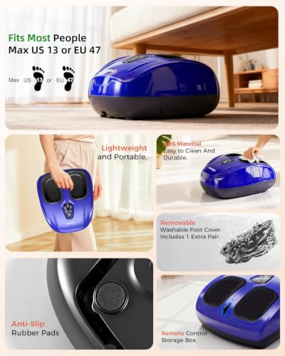 Image of Shiatsu Foot Massager with Heat and Remote Control for Plantar Fasciitis,Purple Black