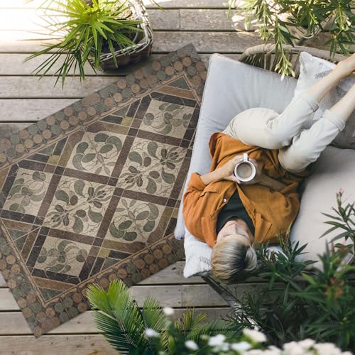 Tapis de terrasse haut de gamme en vinyle rectangle 80x120 cm design - 3