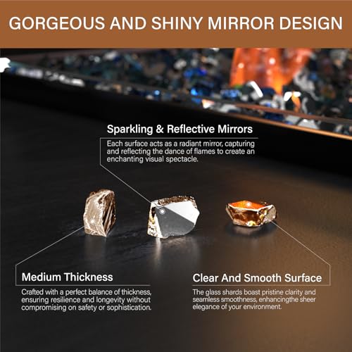 NUPICK 10 Pound Fire Glass, 1/2 Inch Reflective Fire Pit Glass, Tempered Firepit Glass Rock for Propane or Natural Gas, Glass Rocks for Fire Pit Table, Fireplace Glass for Landscaping, Copper