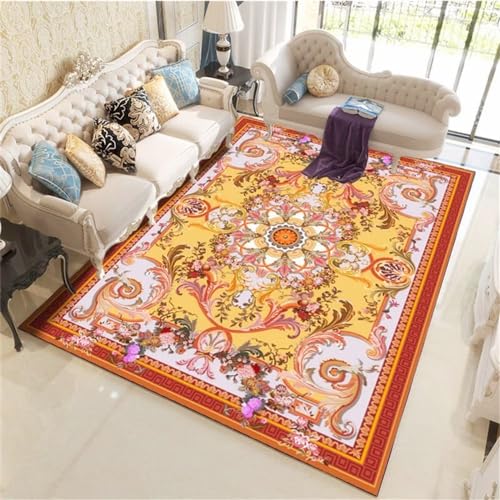 Tapis salon jaune géométrique 120x180cm durable pour chambre garçon - 2