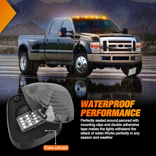 Nilight LED Cab Marker Lights 5 PCS 16 LED Smoke Lens Amber Clearance Roof Running Light Compatible with 1999-2016 Ford E150 E250 E350 E450 E550 F150 F250 F350 F450 F550 Super duty by Nilight - Image 5