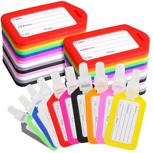 200 Pcs Luggage Tags, 10 Color Plastic Baggage ID Tags