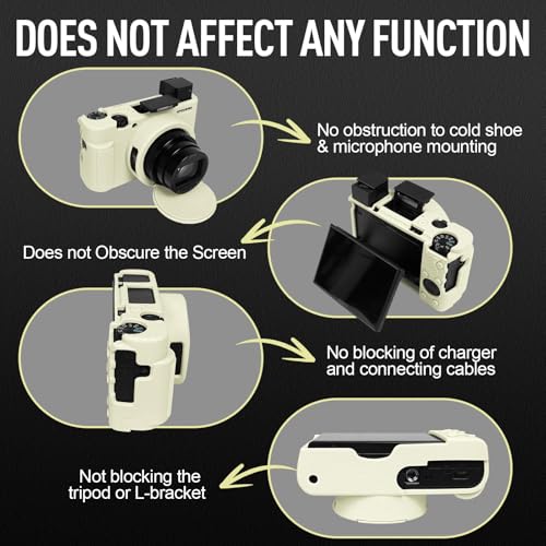 Image of Easy Hood Case for Sony DSC-RX100 IV V VI VII DSLR Camera, Silicone Camera Case Lightweight Soft Carrying Cover with Removable Lens Cover (Beige)