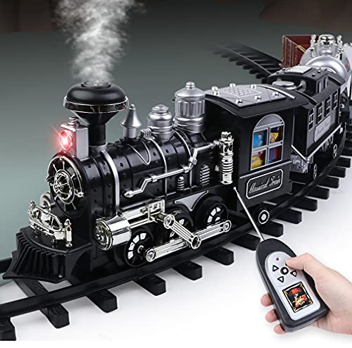 SOWOFA Train de Fumer Classique Ensemble de Train électrique télécommandé pour Enfants Piste rétro Train à Vapeur modèle Jouet Cadeau d'anniversaire