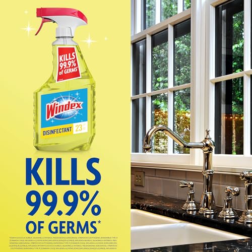 Windex Multipurpose Cleaner Disinfectant Spray Bottle, Fast Clean Surface Cleaner, Citrus Scent, 23 Fl oz