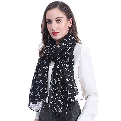 Lina & Lily Cross Print Women's Large Scarf Lightweight2