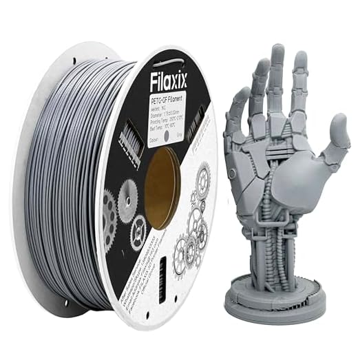 Glass Fiber PETG Filament 1.75mm,High Rigidity & Strength,Excellent Dimensional Stability,Weather Resistant & Durability,Compatible with Bambu LAB, K1C,QIDI MAX3 FDM 3D Printers,1 KG,Grey