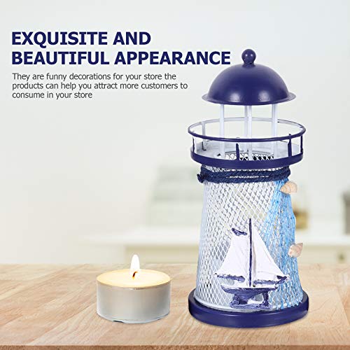 Sosoport 8 Pcs Mediterranean Style Candle Holders Iron Craft Lighthouse Candle Stands Summer #TOP7