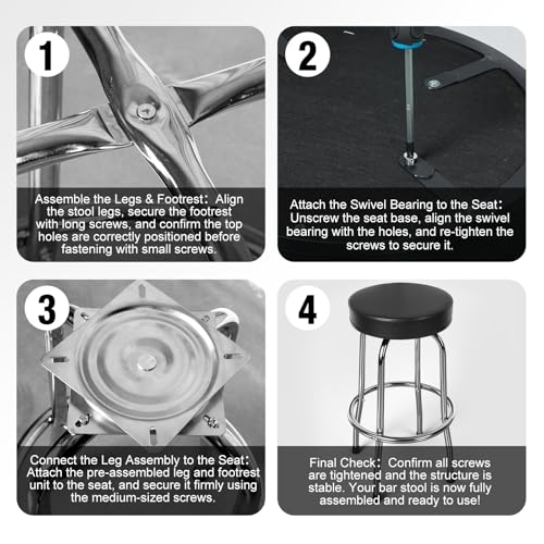 Image of YELLOW JACKET Swivel Bar Stool Padded Seat, Modern Counter Stools with Footrest, 360 Swivel, Ball Bearing, Anti-Slip Caps, Barstool for Bar Shop Restaurant Kitchen Island, 250 LBS Capacity