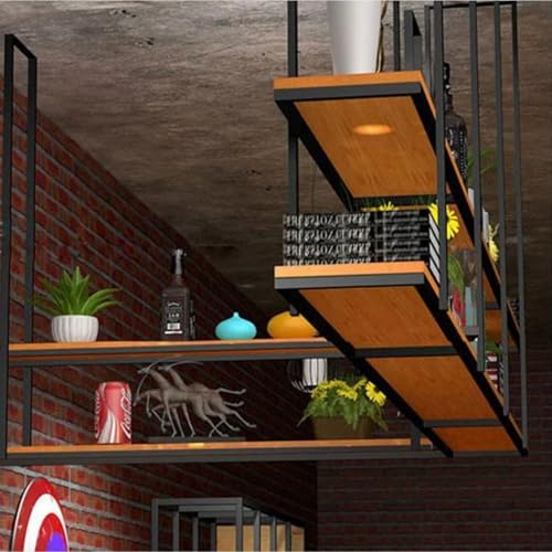 Étagère de plafond à 2 niveaux en bois noble et design épuré - 2