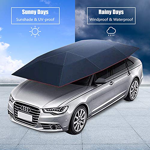 S SMAUTOP Cubierta semiautomática de la Tienda del automóvil Cubierta Plegable Plegable 2.2m * 4.2m con Anti-UV, a Prueba de Agua, a Prueba de Nieve, tormenta, Granizo