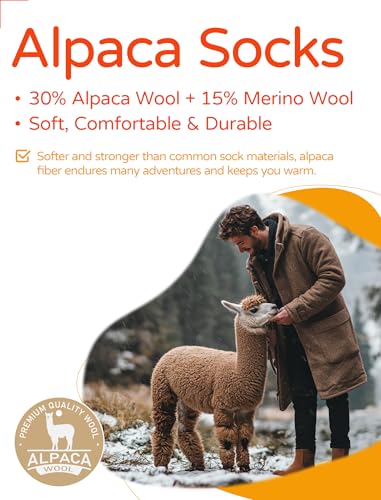 Alpaca Socks for Men & Women (2 Pairs) Moisture Wicking Warm Casual Alpaca Crew Wool Socks for Hunting Hiking2
