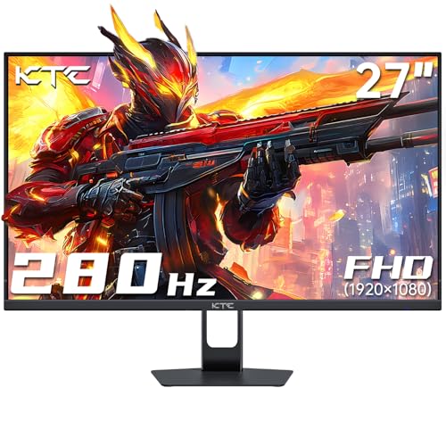 KTC Gaming Monitor 27 Pulgadas, 280Hz 1ms GTG FHD VA Panel, FreeSync & G-Sync 126% sRGB Blue Light Reduction PC Screen, HDR VESA DP 280Hz HDMI 144Hz USB H27E22P