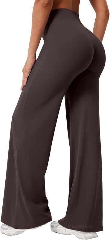 YEOREO Workout Womens Straight Leggings 31.5" Eddiy Yoga Pants Dark Brown M image 2