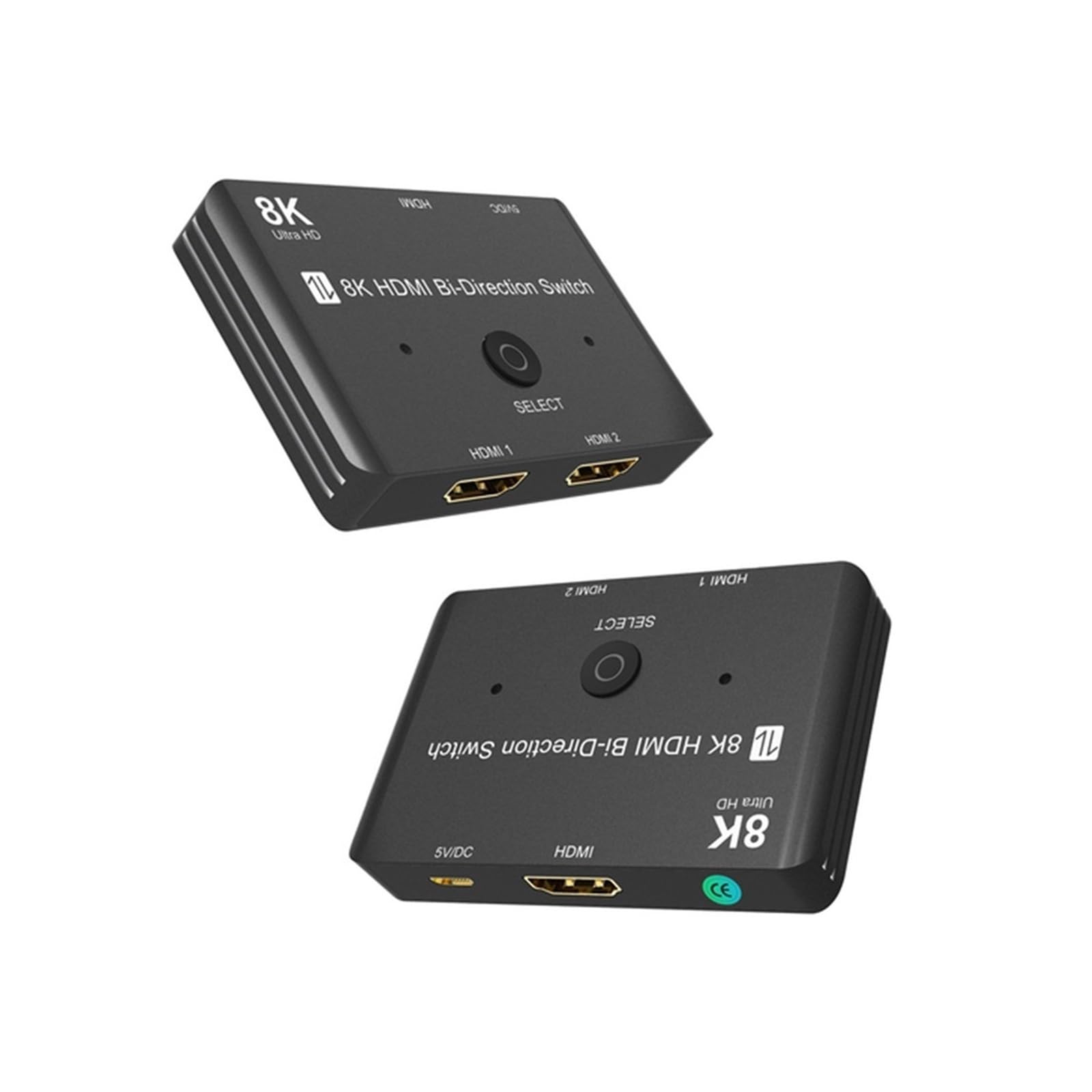 Interruttore video, Switch bidirezionale 8K HD 2.1 compatibile con HDMI 8K@60Hz 4K@120Hz 1in Out 2in Splitter ad alta velocità 48Gbps per uffici domestici, data center(Black)