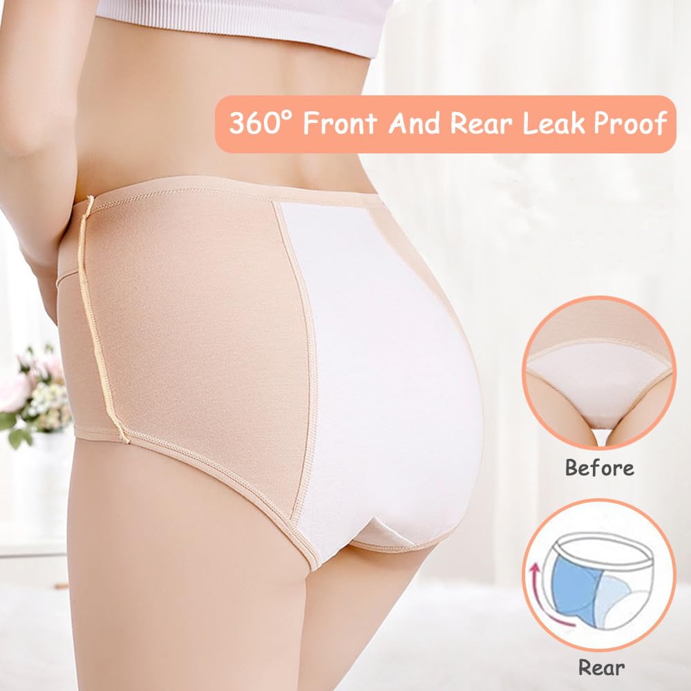 Lot de 6 Culottes Menstruelles pour Filles|Culottes Menstruelles en Coton Doux pour Adolescentes|Culottes en Dentelle Lavables et Anti-Fuite pour 8 à 18 Ans