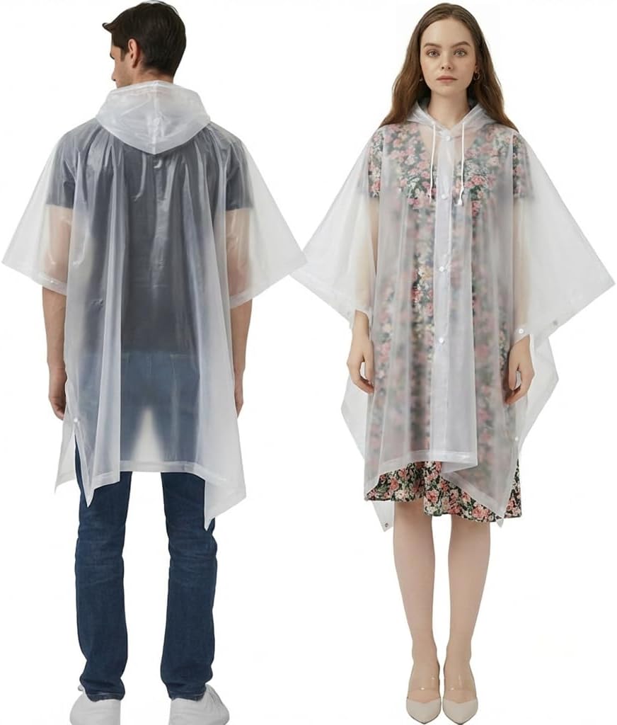 Rain Ponchos for Adults Women Men, 2Pcs Reusable Waterproof Raincoat