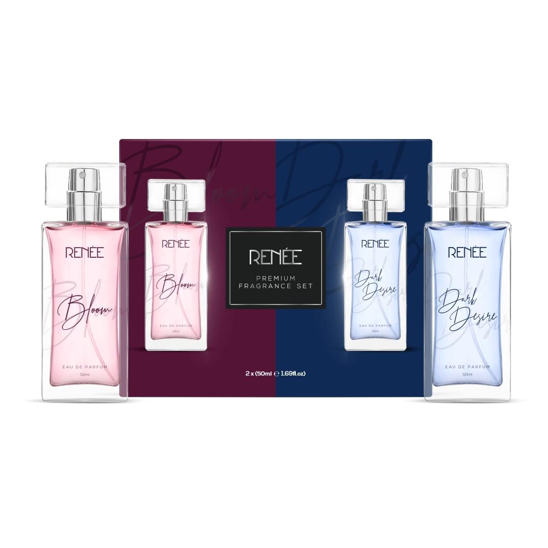 RENEE Eau De Parfum Premium Fragrance Combo Set For Women Bloom 50ml & Dark Desire 50ml| Premium Long Lasting Luxury Perfume| Scent for All Occasions RENEE Eau De Parfum Premium Fragrance Combo Set For Women Bloom 50ml & Dark Desire 50ml| Premium Long Lasting Luxury Perfume| Scent for All Occasions