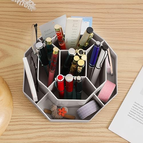 Image of INSTOME Desktop Organizer with Pencil Holders 360Rotating Pen Holder 9 Compartments