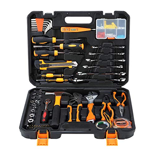 SOLUDE 95 Piece Mechanics Home Tool Set,Auto Repair General Household Hand Tool Kit with Plastic Toolbox Storage Case