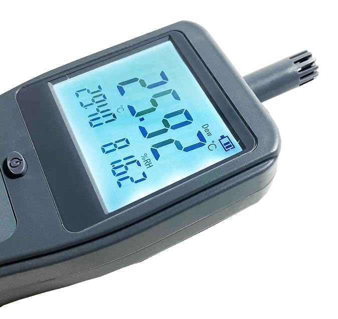 Digital Dewpoint Meter Handheld Dewpoint Meter with High Accuracy 6 Testing Parameters Resolution 0.01 Dew Point Temperature Range -45~120°C (-49~248°F) Absolute Humidity Range 0~400g/m³