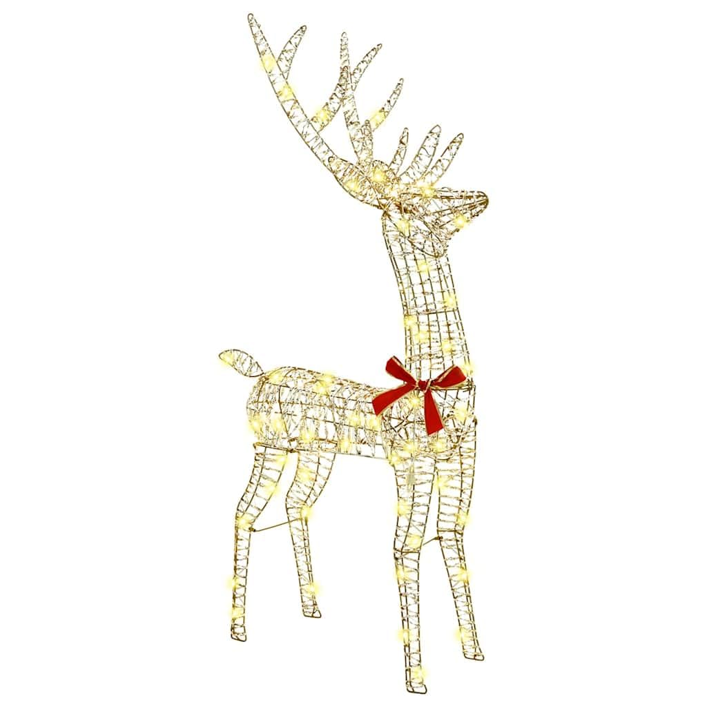 Rentier Schlitten Weihnachtsdeko warmweiß 70 x 26 x 129 cm PET mit LED-Lichtern wetterfest für Innen- und Außenbereich festliche Dekoration