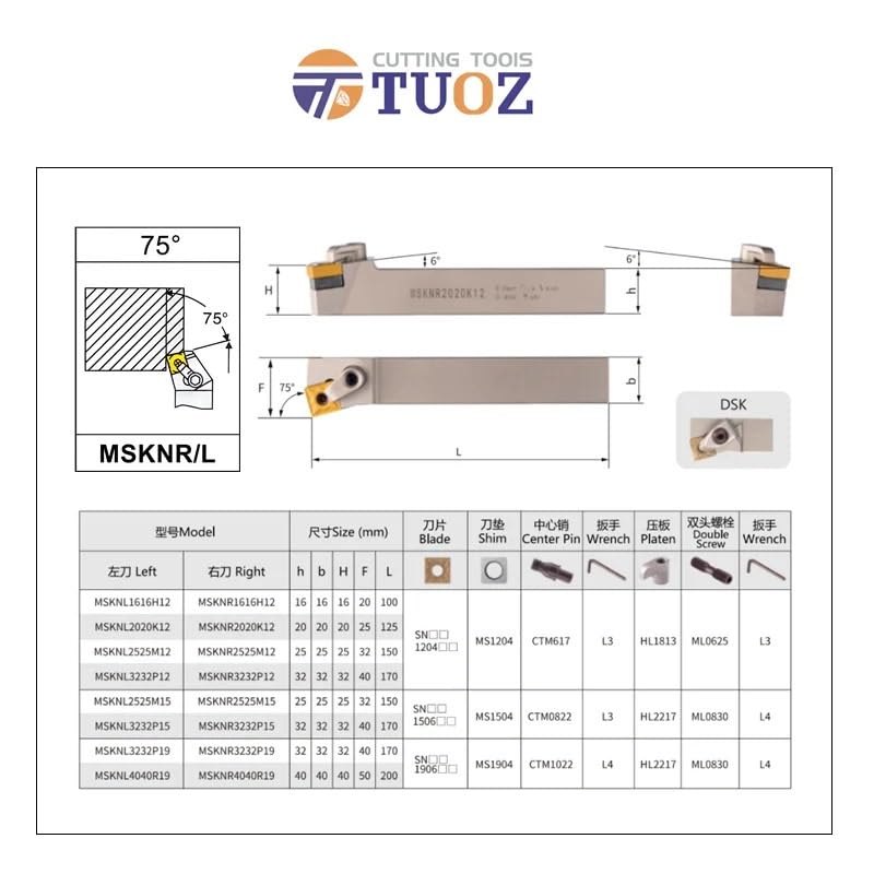 1pc MSKNR2020K12 MSKNL2020K12 MSKNR2525M12 MSKNL2525M12 20MM 25MM External Turning Tool Holder Cutter(MSKNR2525M12)