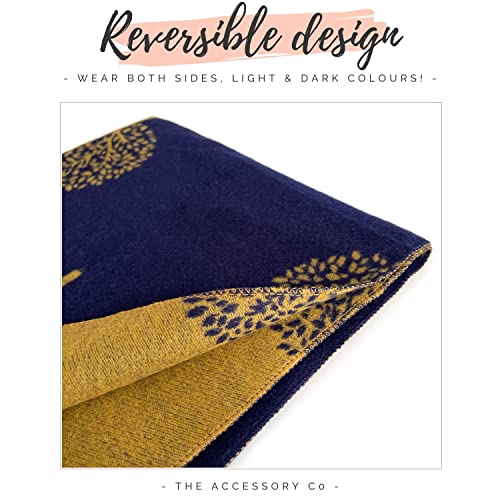 Cashmere Tree Life Blanket Scarf - Reversible Scarf Women Pashmina Shawl, Winter Scarfs Women, Large Wrap, Warm Scarf, Tree of Life Print Ladies Scarves Long Wraps, Womens Gifts (NV Yellow)3