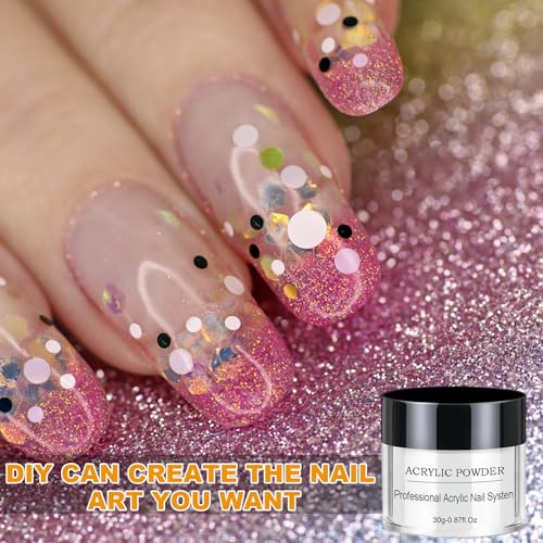 Professionelles Acryl Nagel Pulver, Klares Acrylpulver, 3D-Nagelkunst Acrylpulver, Acrylic Powder Professionelle für Die Verlängerung, Keine Nagellampe Erforderlich