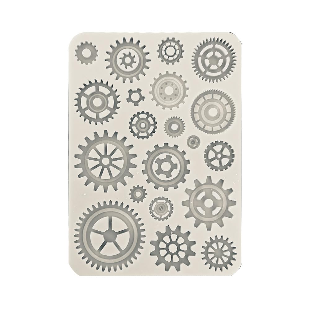 Stamperia International KFT Stamperia Silicon Mould A5 Sir Vagabond in Fantasy World Gears, Grey, 6 x 8 in