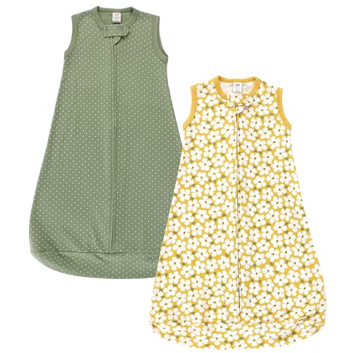 Image of Hudson Baby Unisex Baby Cotton Wearable Sleeping Bag, Sack, Blanket, Sage Floral Sleeveless, 3-9 Months