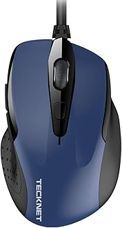 TECKNETUSB Wired Mouse, 6400 DPI Mice 4 Adjustable DPI with 6-Button Corded Mouse, Optical Computer Mouse with Ergonomic Design for Laptop, Chromebook, PC, Desktop, Mac, Notebook